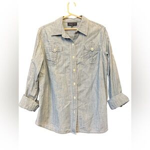 Jones New York Vintage Button Down Denim Shirt Size L Long Sleeve Pockets